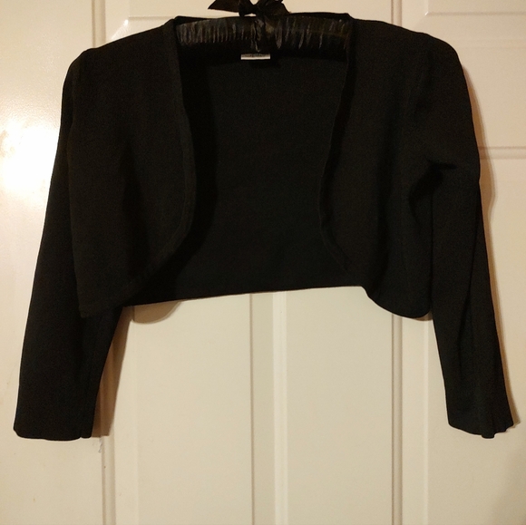 🐈‍⬛🖤🐈‍⬛ Elegant Silky Vtg Max Studio Onyx Black Cropped Cardigan Jacket - S - Picture 4 of 12